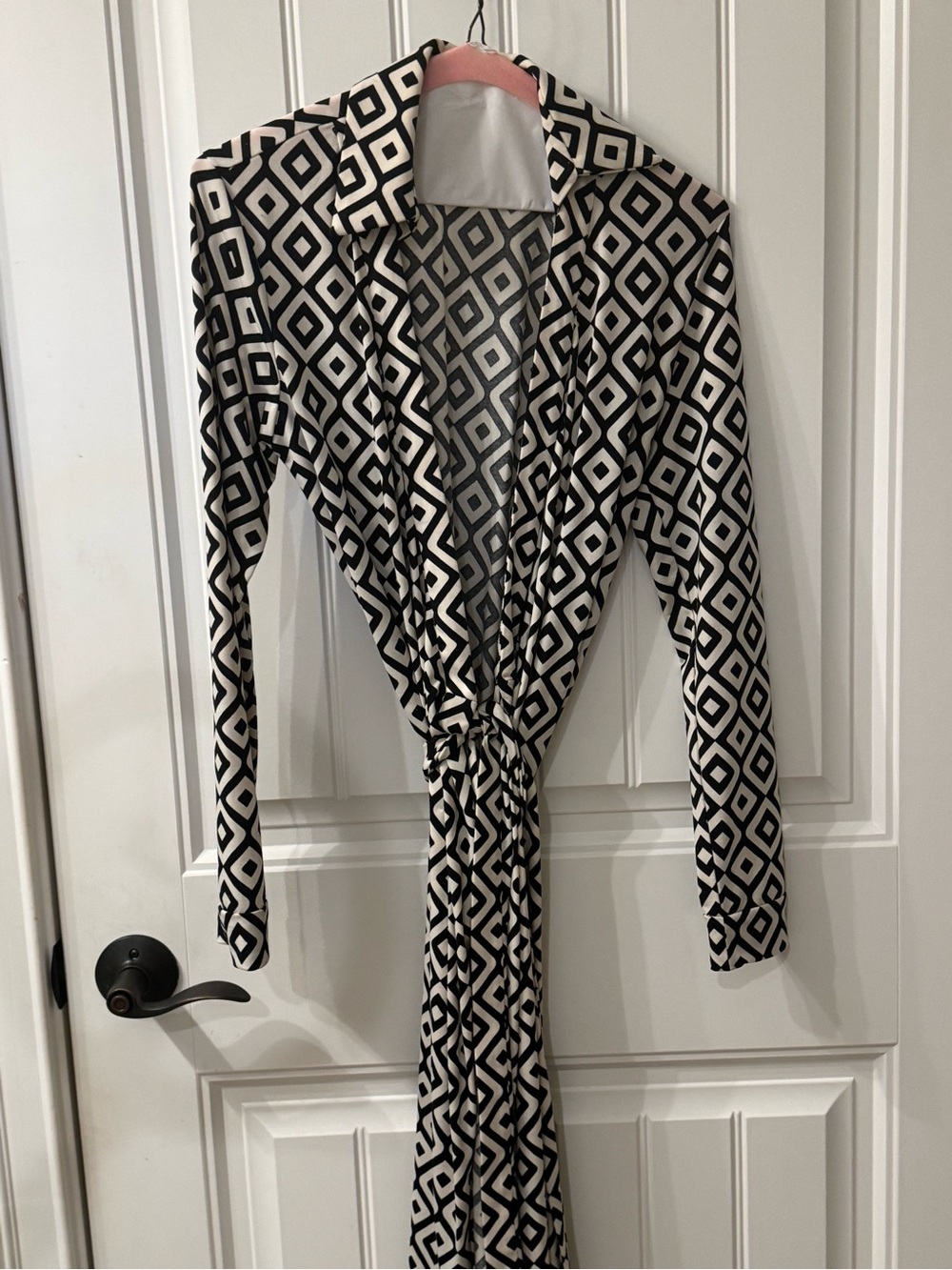 Angel Black & White Geometric Wrap Dress